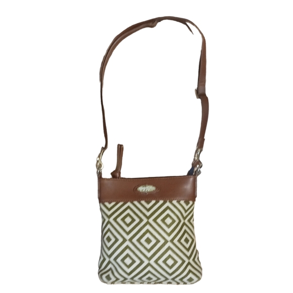 Spartina 449 Crossbody Bag Leather and Linen Shoulder Bag - Picture 12 of 12